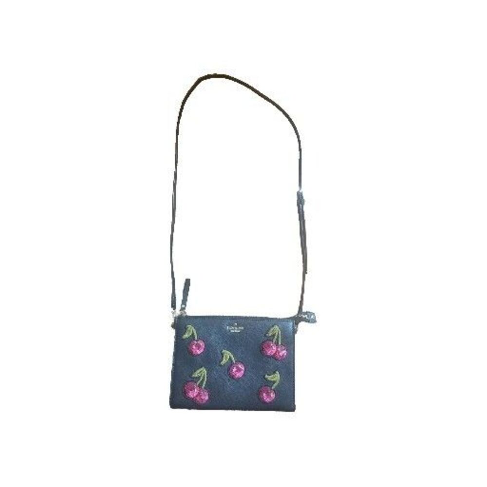 Kate Spade Ma Chérie Dilon Cherry Leather Crossbody Black Pink Purse Bag - Picture 2 of 9